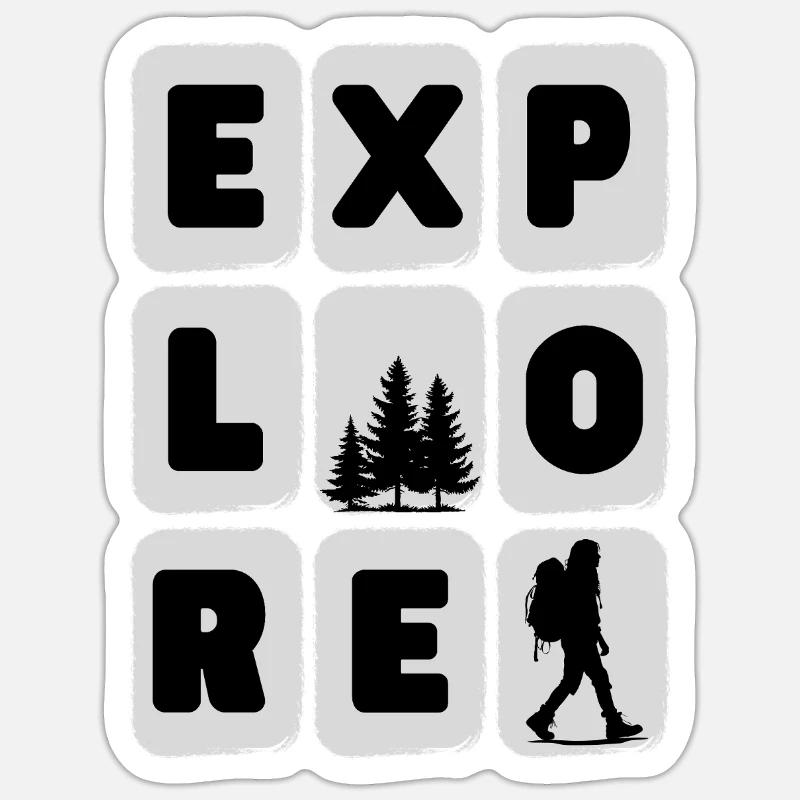 Adventurous Hike Silhouette Design - Sticker size S (10 x 10 cm) - white matte