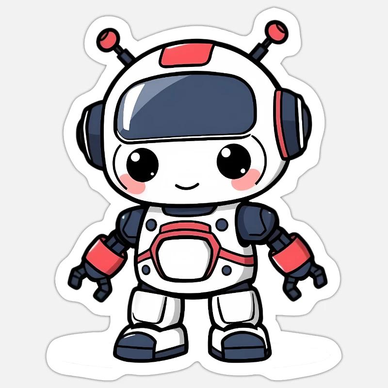 Roboter - Sticker Größe S (10 x 10 cm) - Mattweiß