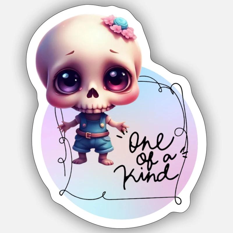 Skelettchen "Einzigartig"  - Sticker Größe S (10 x 10 cm) - Mattweiß