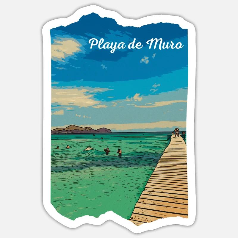 Playa de Muro - Mallorca - Sticker size S (10 x 10 cm) - white matte