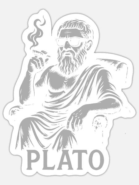Platon, der antike Philosoph, als Hipster - Sticker Größe S (10 x 10 cm) - Mattweiß