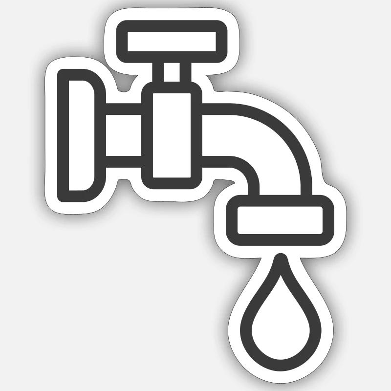 Wasserhahn mit Tröpfchensymbol - Sticker Größe S (10 x 10 cm) - Mattweiß