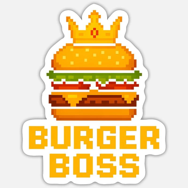 Burger Chef Pixel Burger - Sticker size S (10 x 10 cm) - white matte