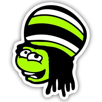 Frog Reggae Music Rasta Hair Hat Jamaica Fun - Sticker size S (10 x 10 cm) - white matte - Front