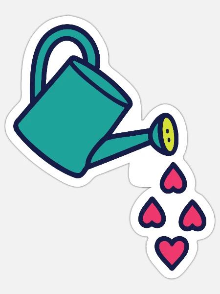 Gießkanne der Liebe und der Herzen - Sticker Größe S (10 x 10 cm) - Mattweiß