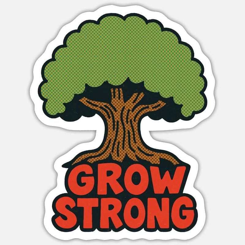Grow Strong Tree Retro - Sticker size S (10 x 10 cm) - white matte