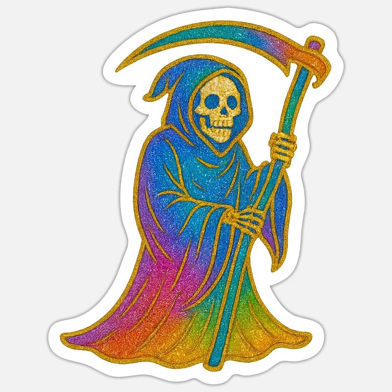 Der Tod | Regenbogen Sensenmann Sticker Größe S (10 x 10 cm)