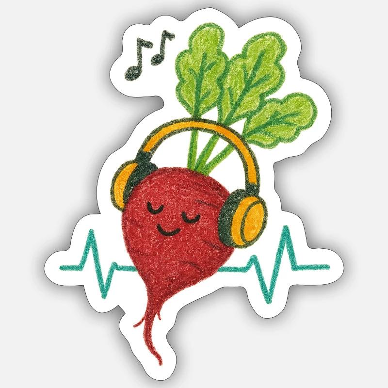 Beet Beats und Kopfhörer - Sticker Größe S (10 x 10 cm) - Mattweiß