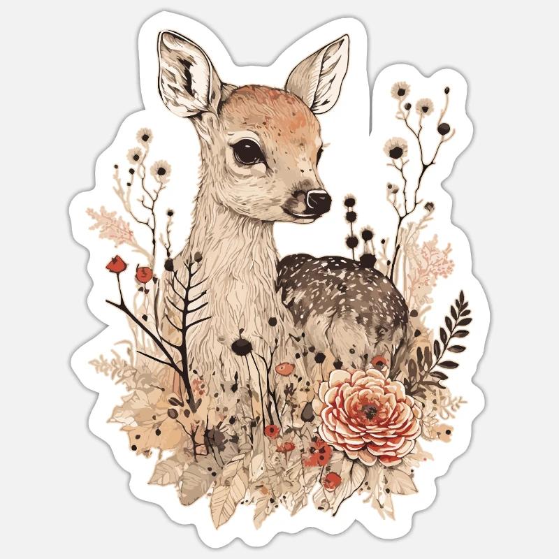 roe deer - Sticker size S (10 x 10 cm) - white matte