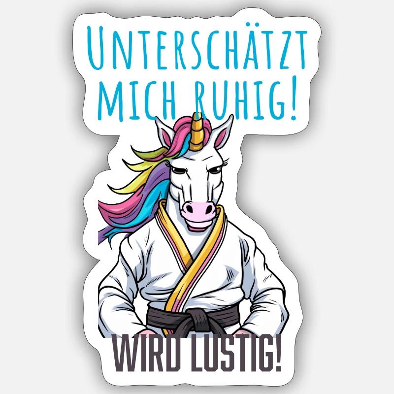 Karate Unicorn - Sticker size S (10 x 10 cm) - white matte