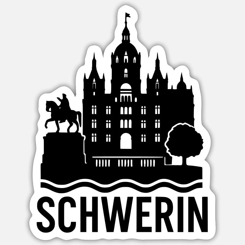 schwerin silhouette - Sticker Größe S (10 x 10 cm) - Mattweiß