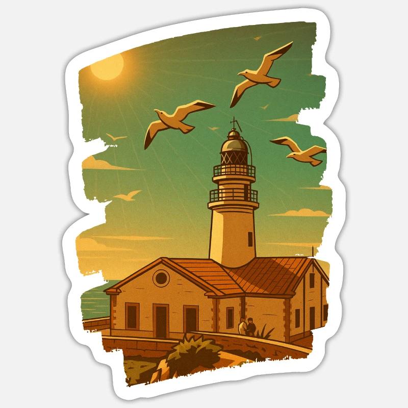 Far de Capdepera - Cala Ratjada - Sticker taille S (10 x 10 cm) - blanc mat