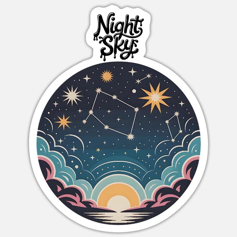 Ciel nocturne - Sticker taille S (10 x 10 cm) - blanc mat