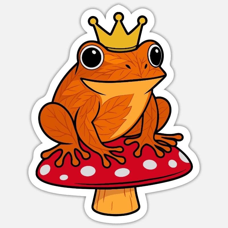 King Tree Frog Frog Mushroom Crown Toad Autumn Sticker size S (10 x 10 cm)
