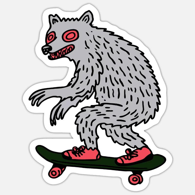 Moonlit Werewolf Skateboarder - Sticker size S (10 x 10 cm) - white matte