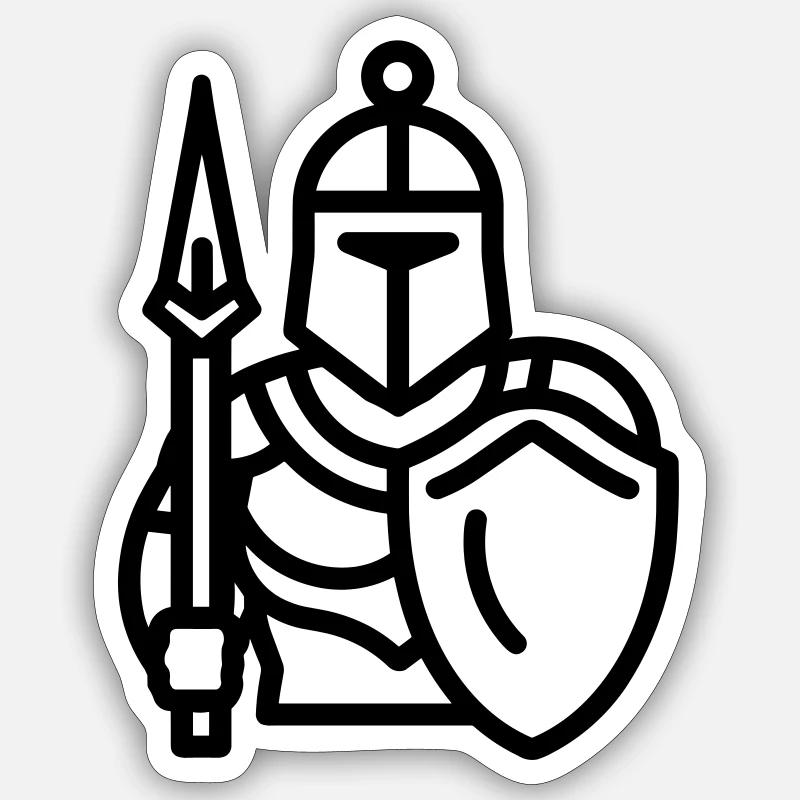 guerrier - Sticker taille S (10 x 10 cm) - blanc mat
