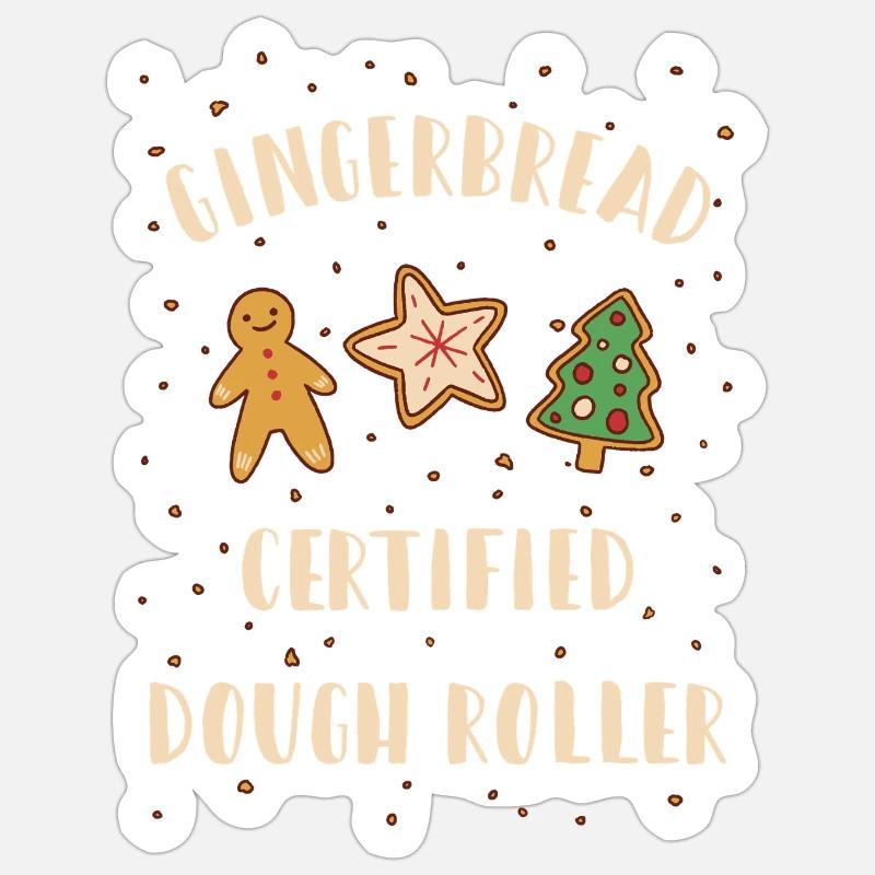 Gingerbread Dough Roller - Weihnachten backen - Sticker Größe S (10 x 10 cm) - Mattweiß