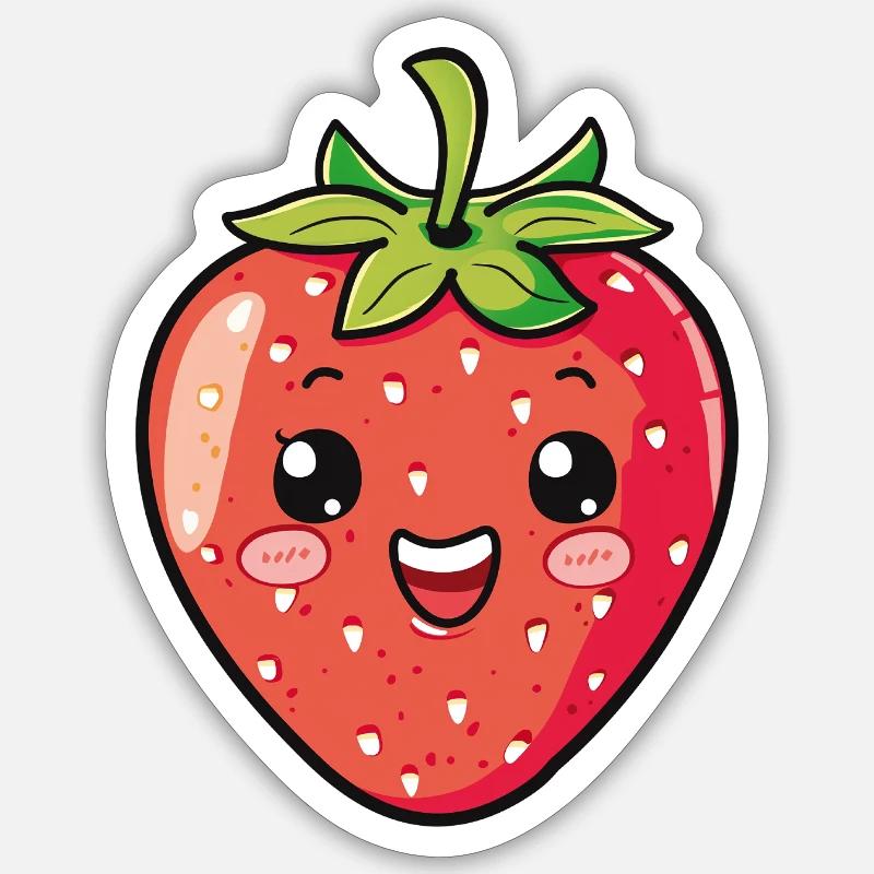 Erdbeere - Sticker Größe S (10 x 10 cm) - Mattweiß