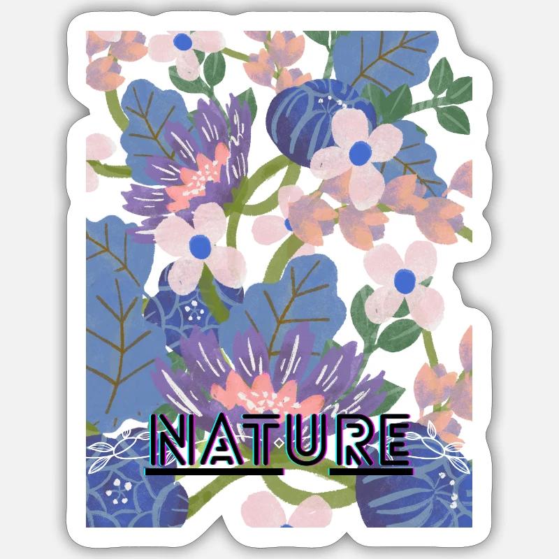 Nature Neon Flower Pattern - Sticker size S (10 x 10 cm) - white matte