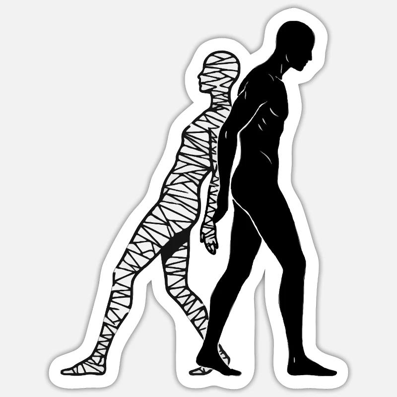 Shadow and Mummy Connected Body - Sticker size S (10 x 10 cm) - white matte