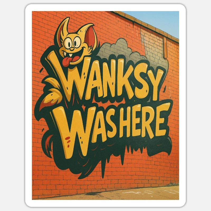 Wanksy était là Graffiti - Sticker taille S (10 x 10 cm) - blanc mat