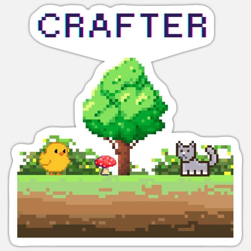 Aventure en forêt de Pixel Crafter Sticker taille S (10 x 10 cm)
