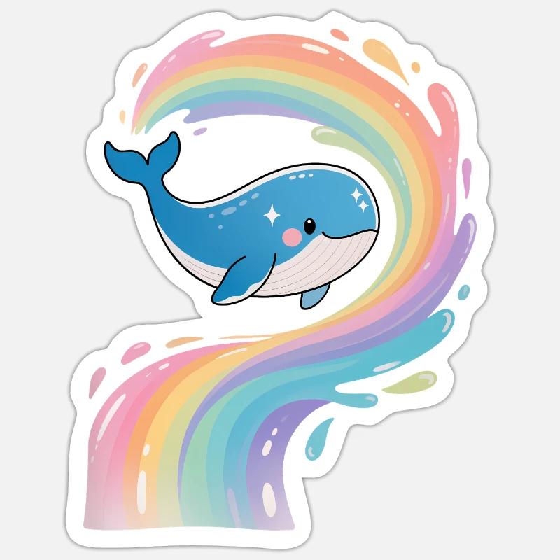 🐳 Rainbow Whale - Magical - Sticker size S (10 x 10 cm) - white matte