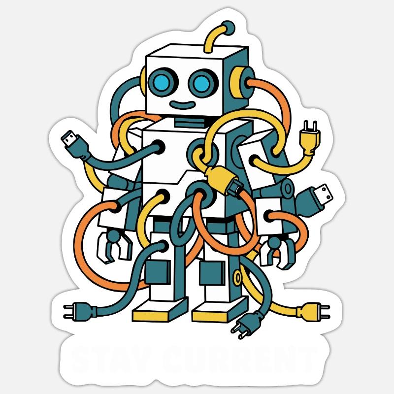 Stay Current Robot Cable Art Sticker size S (10 x 10 cm)