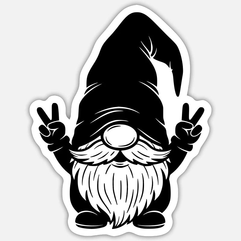 Funny Double Peace Gnome - Sticker size S (10 x 10 cm) - white matte