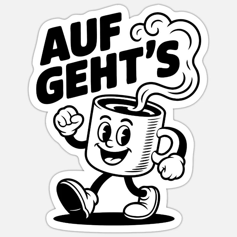 Let’s Get Started Kaffeetasse - Sticker Größe S (10 x 10 cm) - Mattweiß