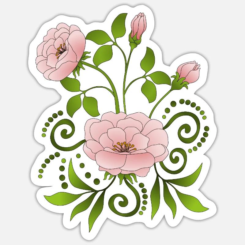 Fleur - Sticker taille S (10 x 10 cm) - blanc mat