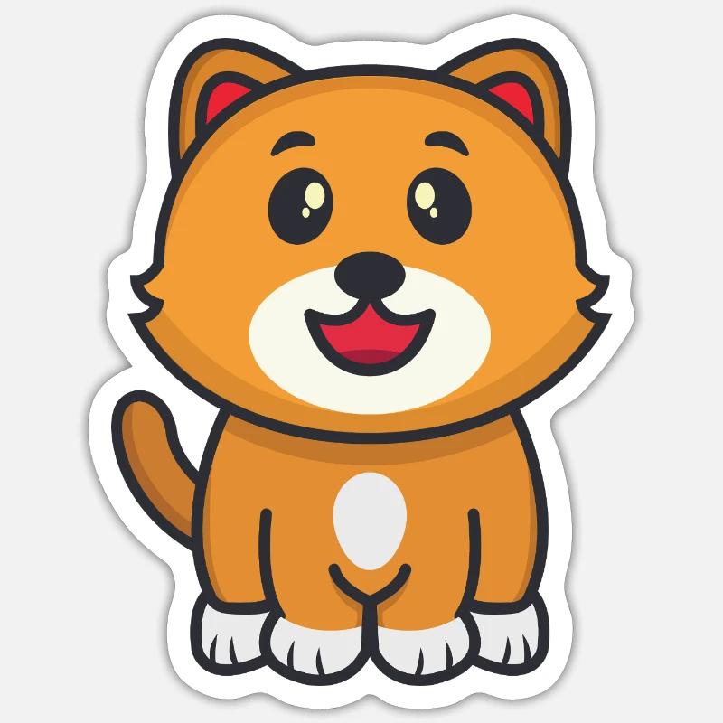 Chat - Sticker taille S (10 x 10 cm) - blanc mat