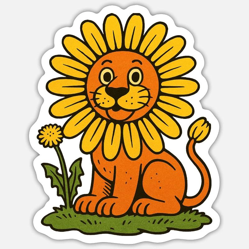 Sonnenblumenmähnenlöwe Sticker Größe S (10 x 10 cm)