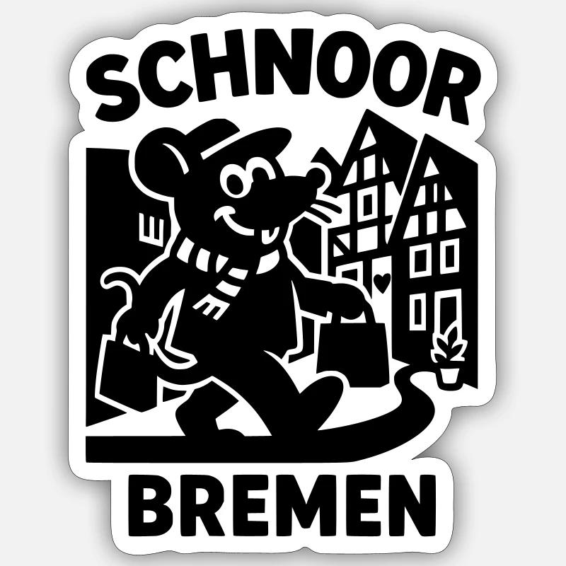 schnoor bremen - Sticker Größe S (10 x 10 cm) - Mattweiß
