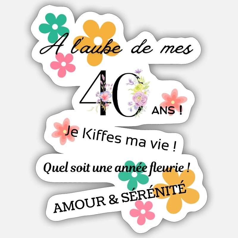 _40ans_fleurie - Sticker Größe S (10 x 10 cm) - Mattweiß