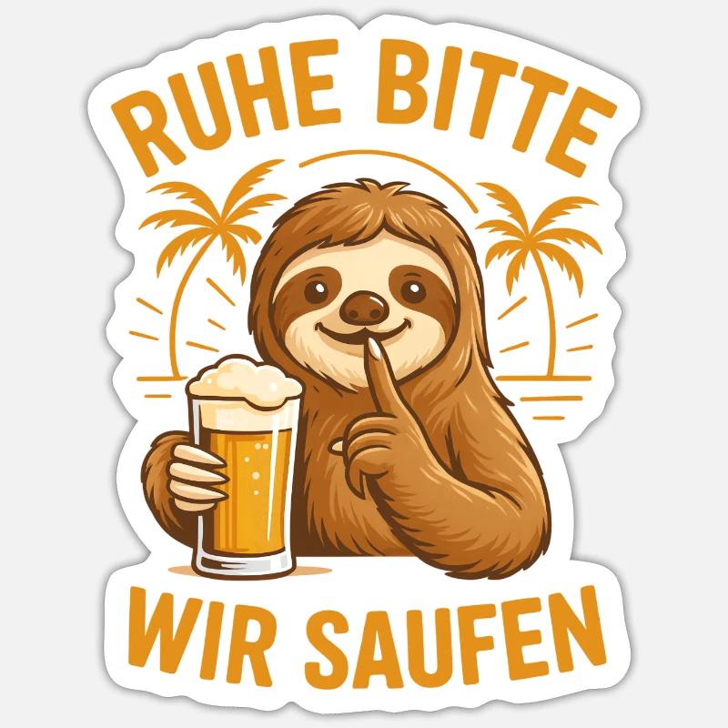 Rest Please We Drink Sloth - Sticker size S (10 x 10 cm) - white matte