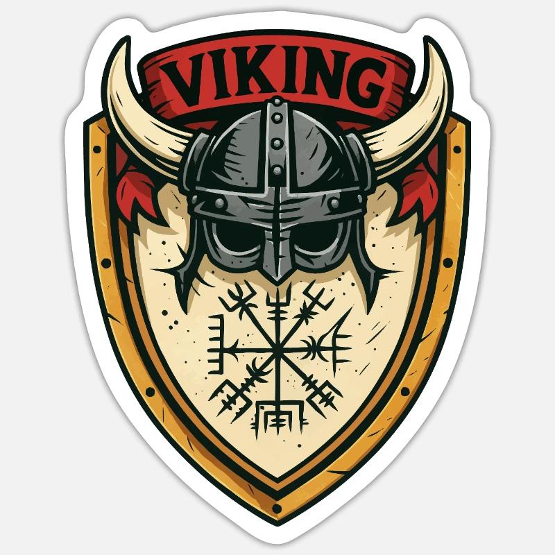 Viking Shield Helmet Emblem - Sticker size S (10 x 10 cm) - white matte