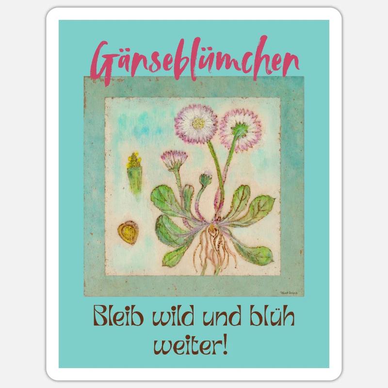 Gänseblümchen Wildblumen Print - Sticker Größe S (10 x 10 cm) - Mattweiß