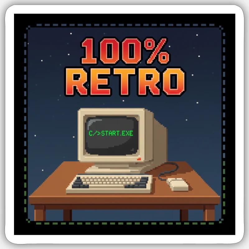 100 % rétro - Sticker taille S (10 x 10 cm) - blanc mat
