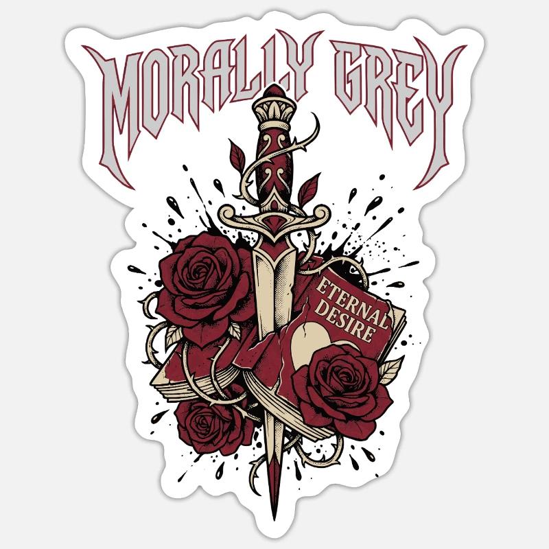 Morally Grey Book Trope Dark Romance Reader - Sticker size S (10 x 10 cm) - white matte