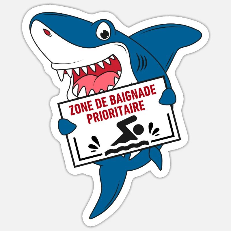 Zone de Baignade Prioritaire - Sticker taille S (10 x 10 cm) - blanc mat