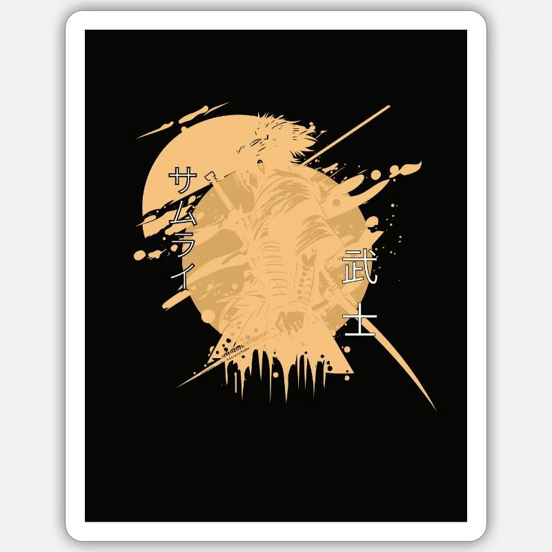 Samurai-Pferdespritzer Schwarz - Sticker Größe S (10 x 10 cm) - Mattweiß