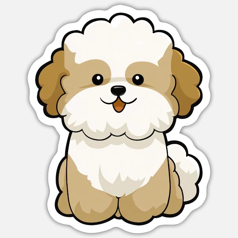 Chibi Pudel Pal Maskottchen - Sticker Größe S (10 x 10 cm) - Mattweiß