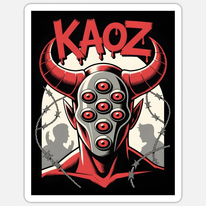 KAOZ Dämon mit Augen - Sticker Größe S (10 x 10 cm) - Mattweiß