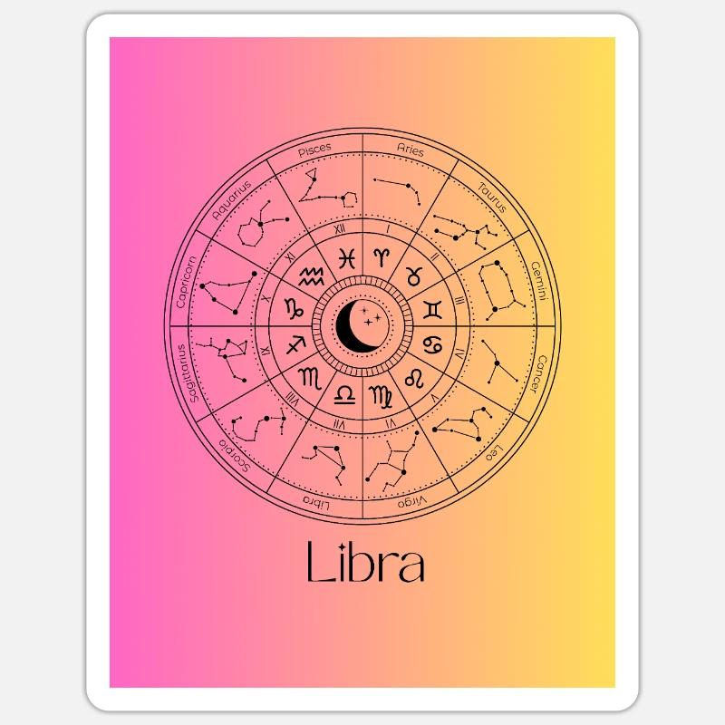 Libra Cercle Zodiac Équilibre - Sticker taille S (10 x 10 cm) - blanc mat