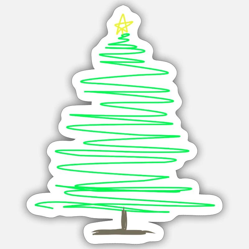 Sapin de Noël Green Doodle - Sticker taille S (10 x 10 cm) - blanc mat