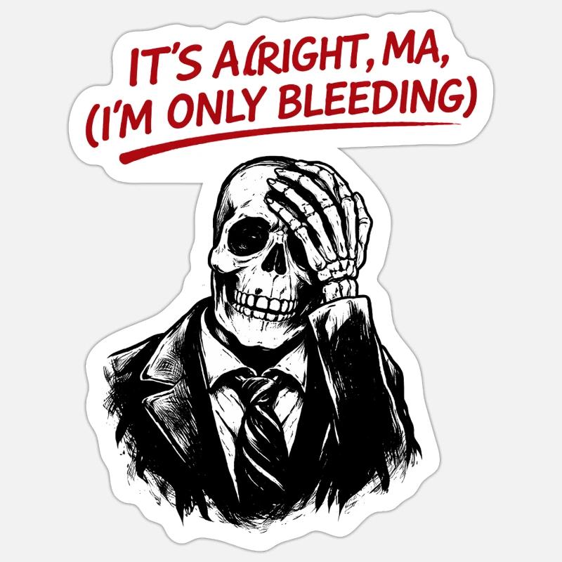 Skelett im Anzug mit rotem Text - Sticker Größe S (10 x 10 cm) - Mattweiß