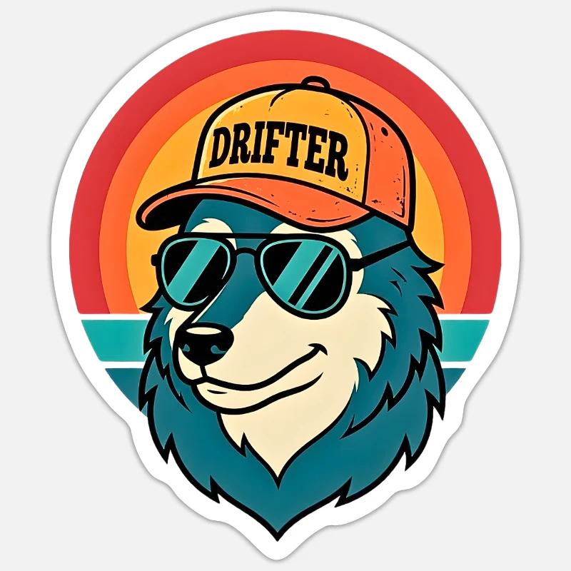 Drifter Wolf Sunset Tee - Sticker size S (10 x 10 cm) - white matte