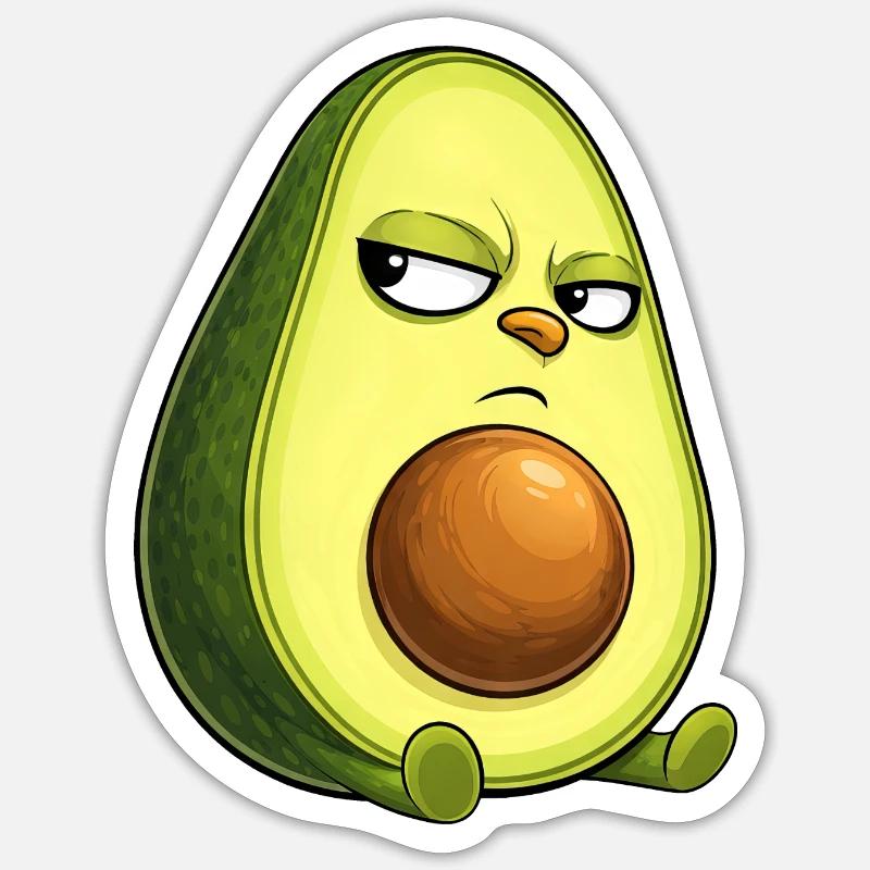 Coole Avocado mit Sonnenbrille skeptischer Blick Sticker Größe S (10 x 10 cm)