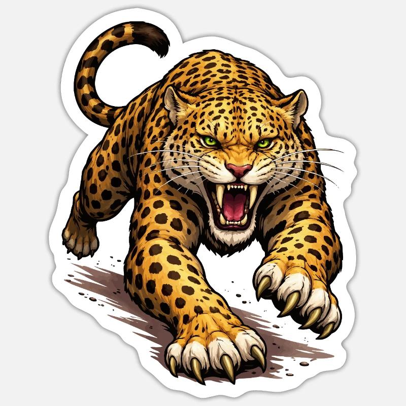 Leopard Animal Comic - Sticker Größe S (10 x 10 cm) - Mattweiß